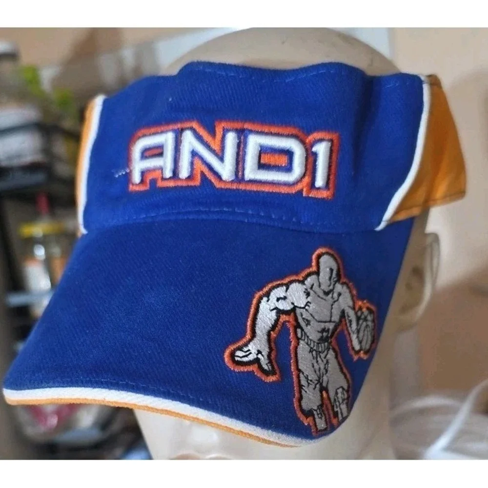 AND 1 VISOR Y2K HAT CAP VINTAGE Blue Yellow Basketball‎